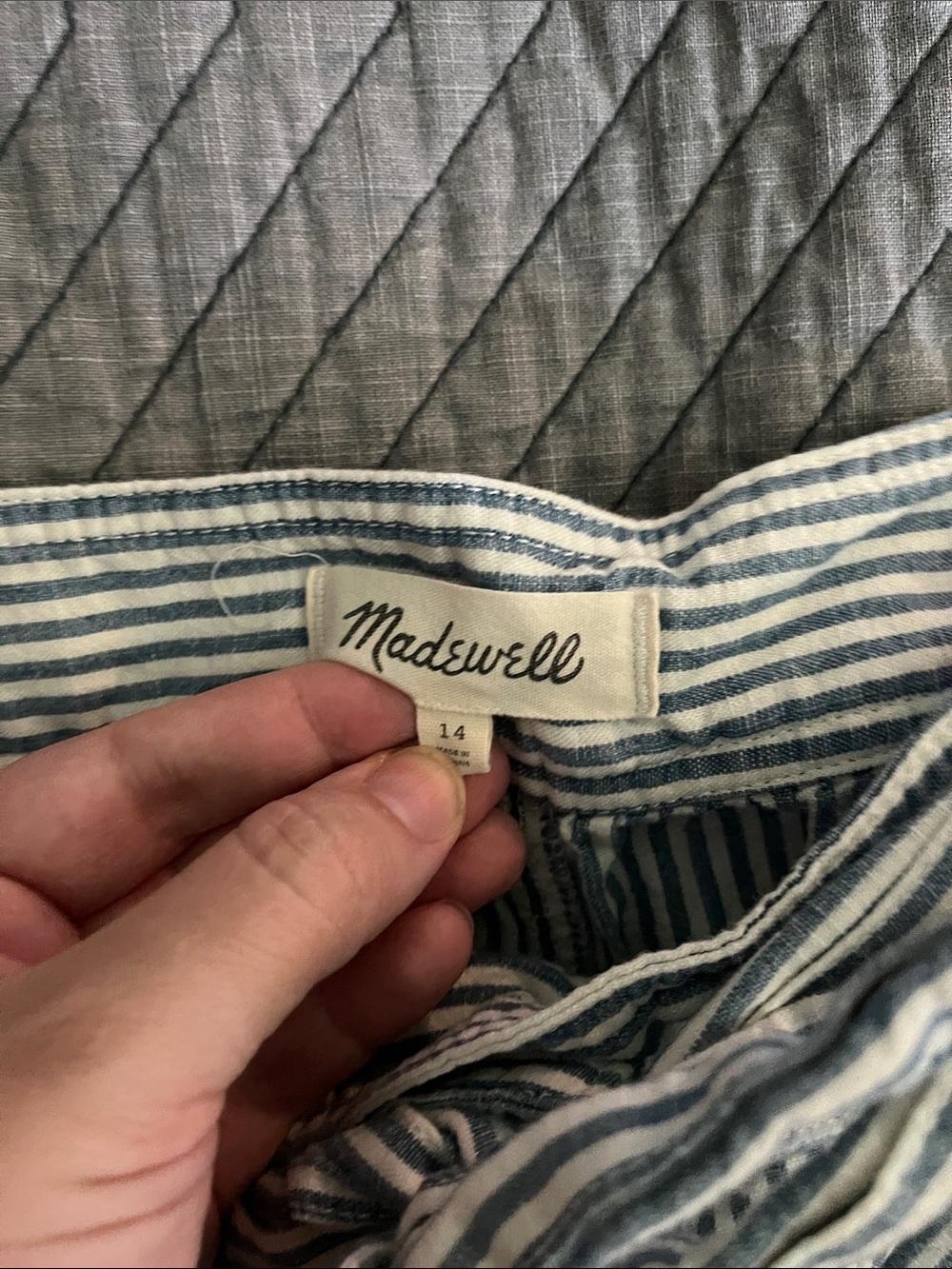 Madewell Blue and White Striped Button-Front Midi Skirt with Tie Waist - Picture 3 of 3